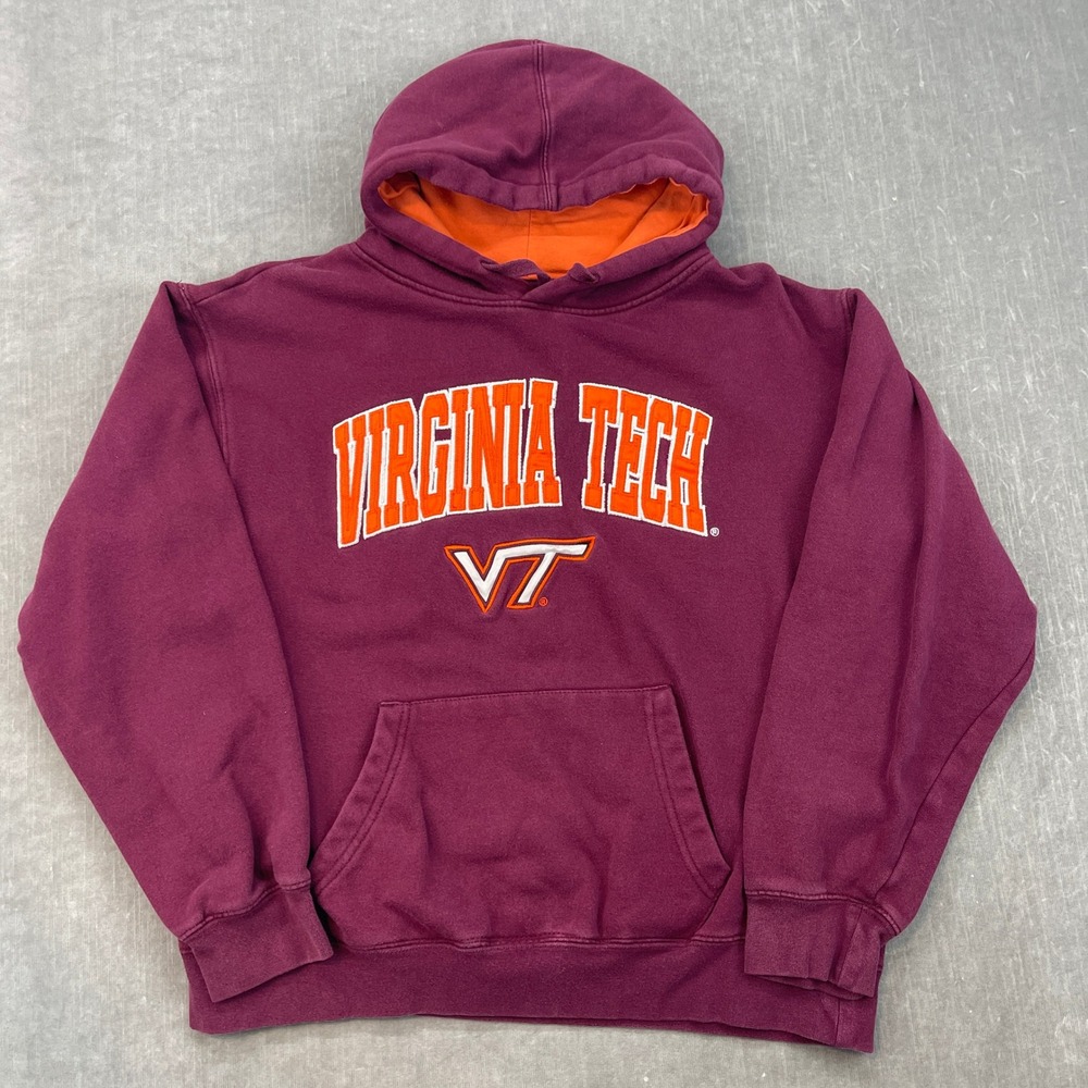 Virginia Tech Mens L Maroon Campus Heritage Hoodie Embroidered College Pullover